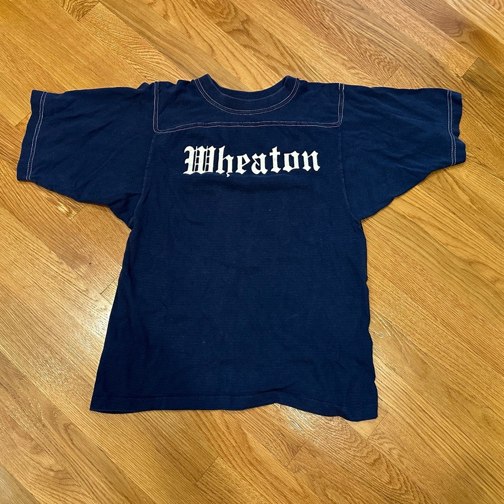 Vintage Navy Blue Wheaton College Short-Sleeve T-Shirt Size Small